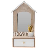 Schlüsselkasten Hellbraun/Weiß 9x30 cm Mit Spiegel - Hellbraun/Weiß, Basics, Holz (17,5/9/30cm)