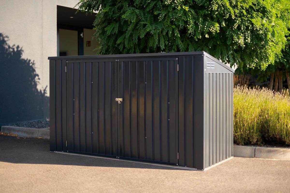 Box na odpadkové koše 240l, kov, 7x3 - tmavě šedá, Basics, kov (235/131/100cm)