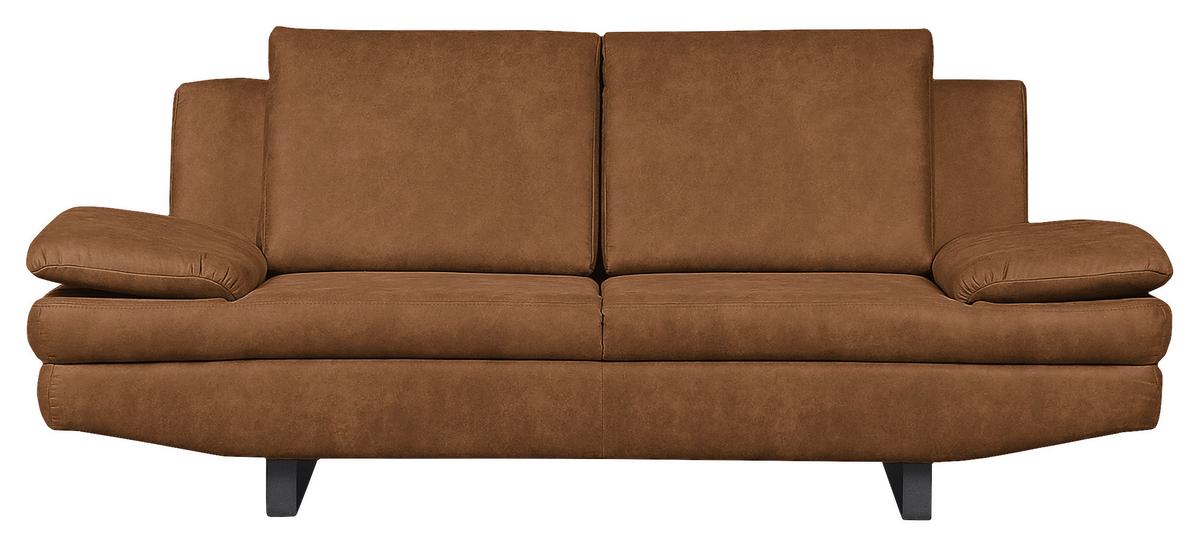 2-Sitzer-Sofa Jovanna, Cognac B: 198 cm - Cognac/Schwarz, Design, Textil (198/78/88cm) - MID.YOU