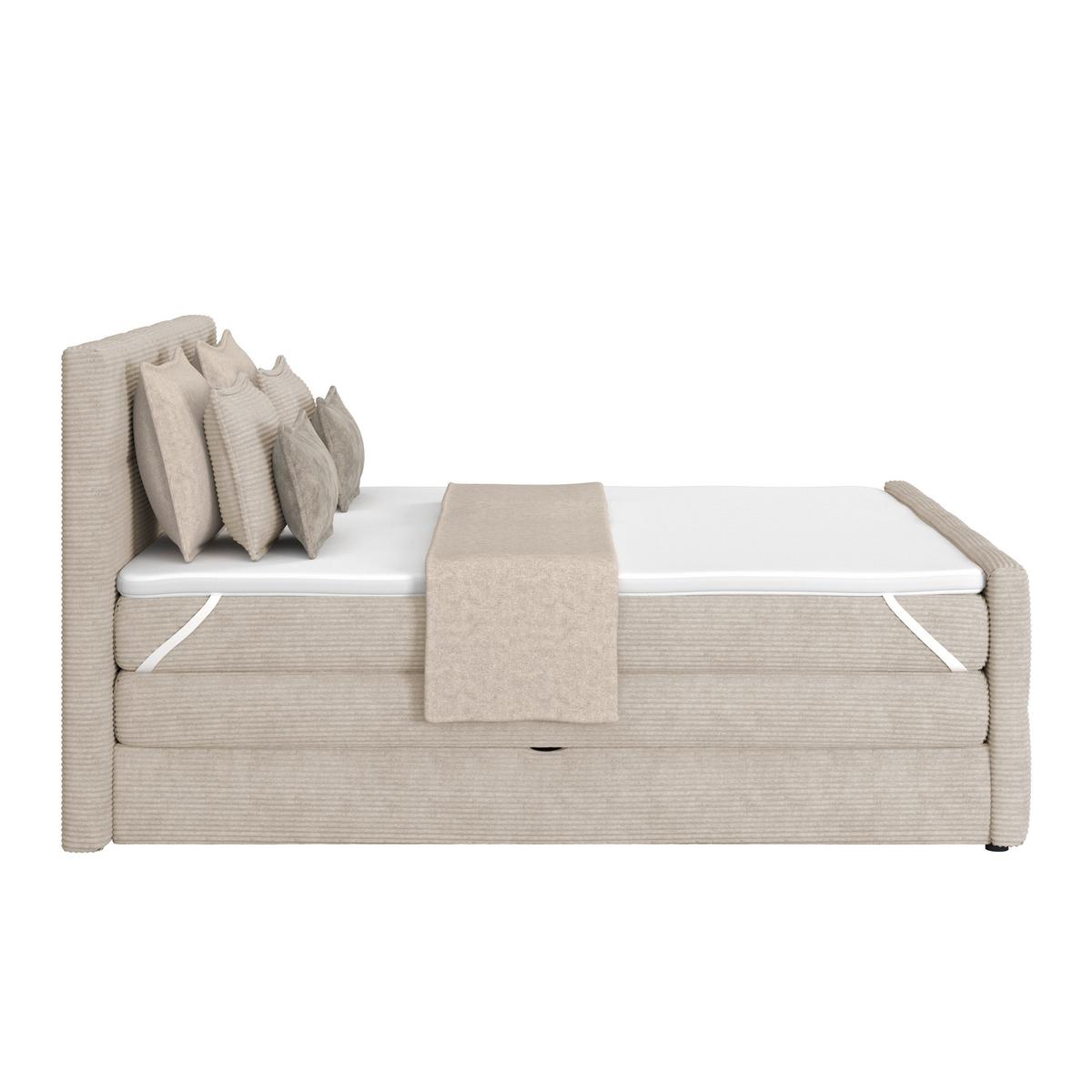 Boxspringbett mit Topper und Bettkasten 160x200 Medino - Beige, KONVENTIONELL, Holz/Holzwerkstoff (160/200cm) - Luca Bessoni