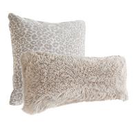 Sada vankúšov CAMMELLIO, sivobéžový plyš, vzorovaná tk. - sivohnedá/svetlosivá, Modern, textil (48/48cm) - Mömax