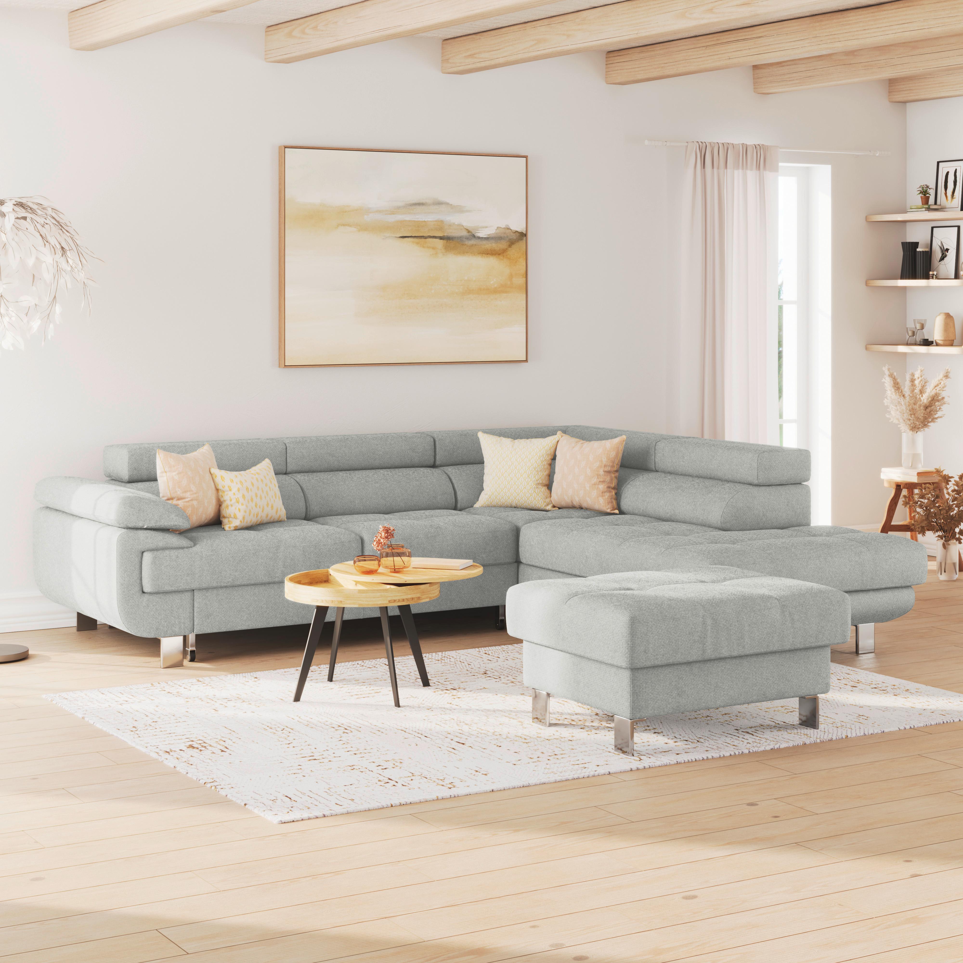 Hocker Savona - Hellgrau, MODERN, Textil (90/44/73cm) - Ondega
