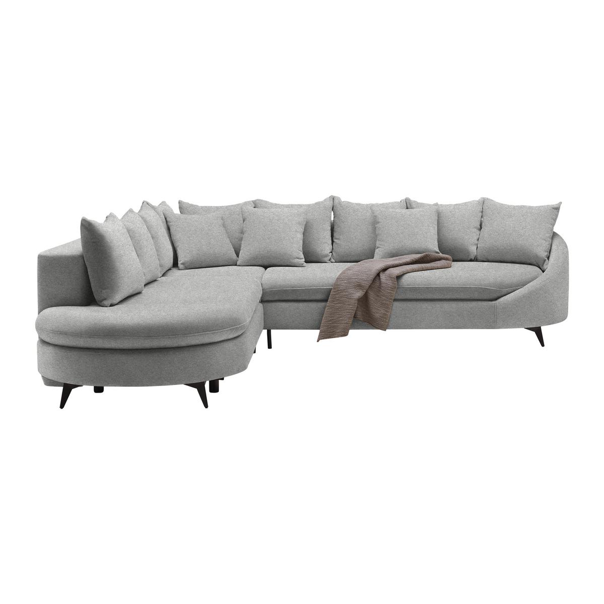 Rohová sedačka AXEL, levá, světle šedá tkanina - černá/světle šedá, Moderní, kov/textil (250/291cm) - Mömax