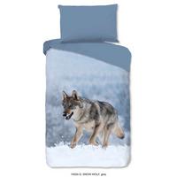 Bettwäsche 140x200 cm Schneewolf Naturfaser Grau - Grau, Basics, Textil (140/200cm)