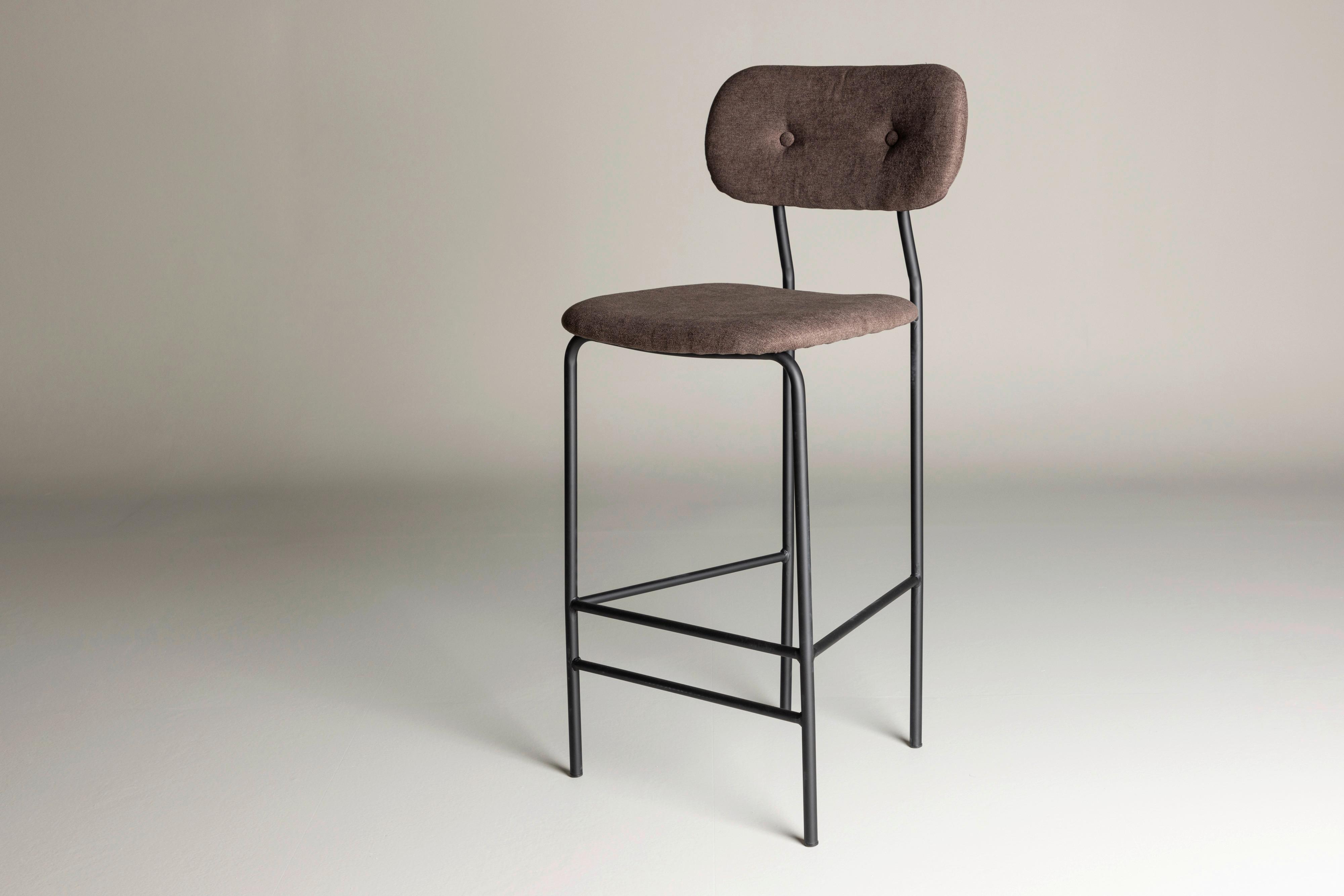 Barhocker-set Ralf - Braun, Design, Textil/Metall (47/105/49cm) - Livetastic