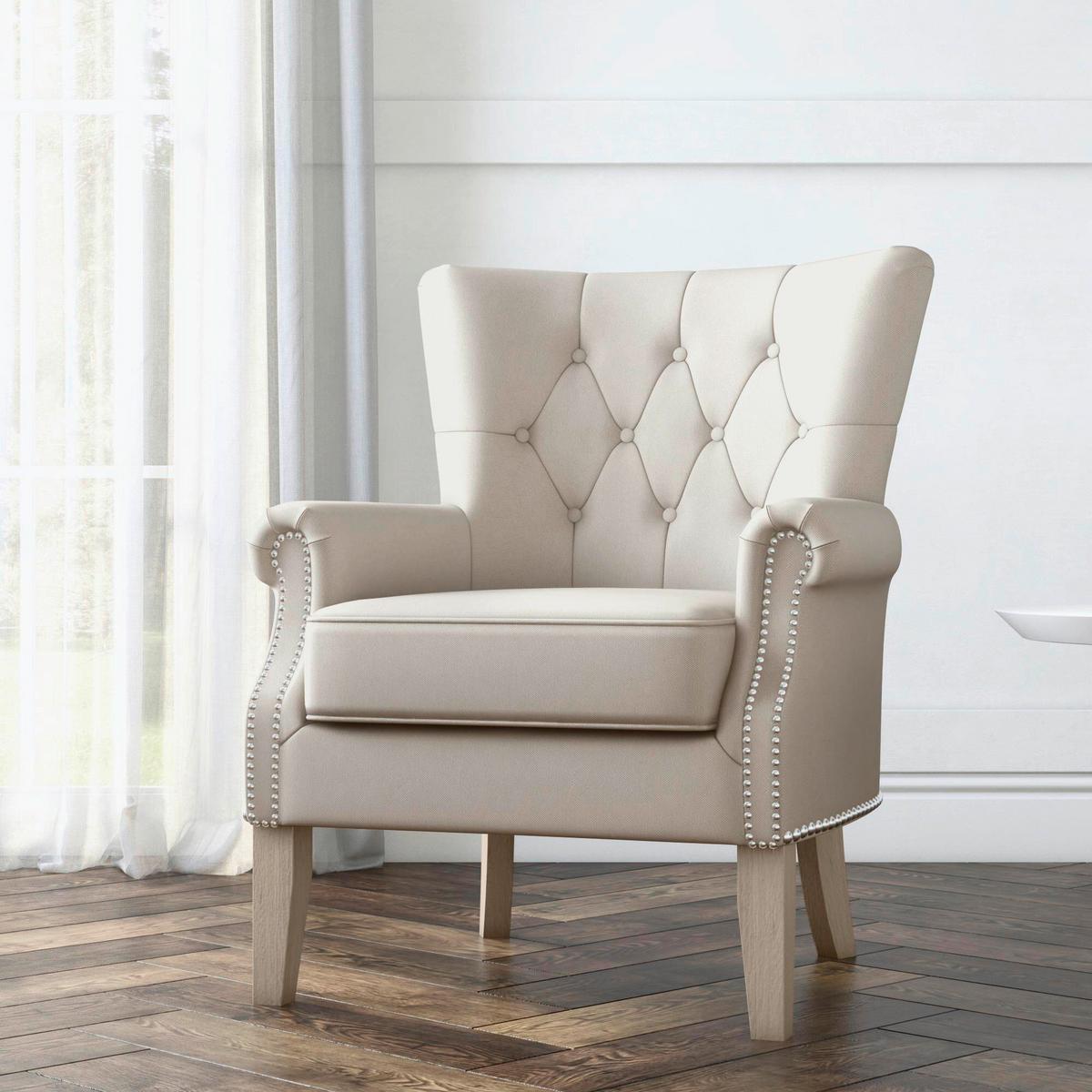 Ohrensessel Dorel Beige B: 73cm - Beige/Naturfarben, Design, Holzwerkstoff/Textil (73/86/75cm) - MID.YOU