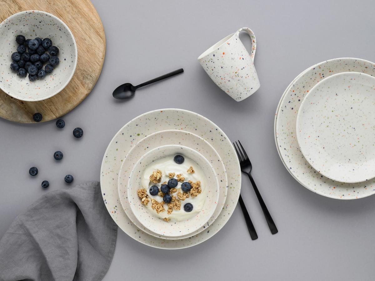 Kombiservice Confetti Weiß Creme 16--Teilig - Creme, Basics, Keramik - Creatable