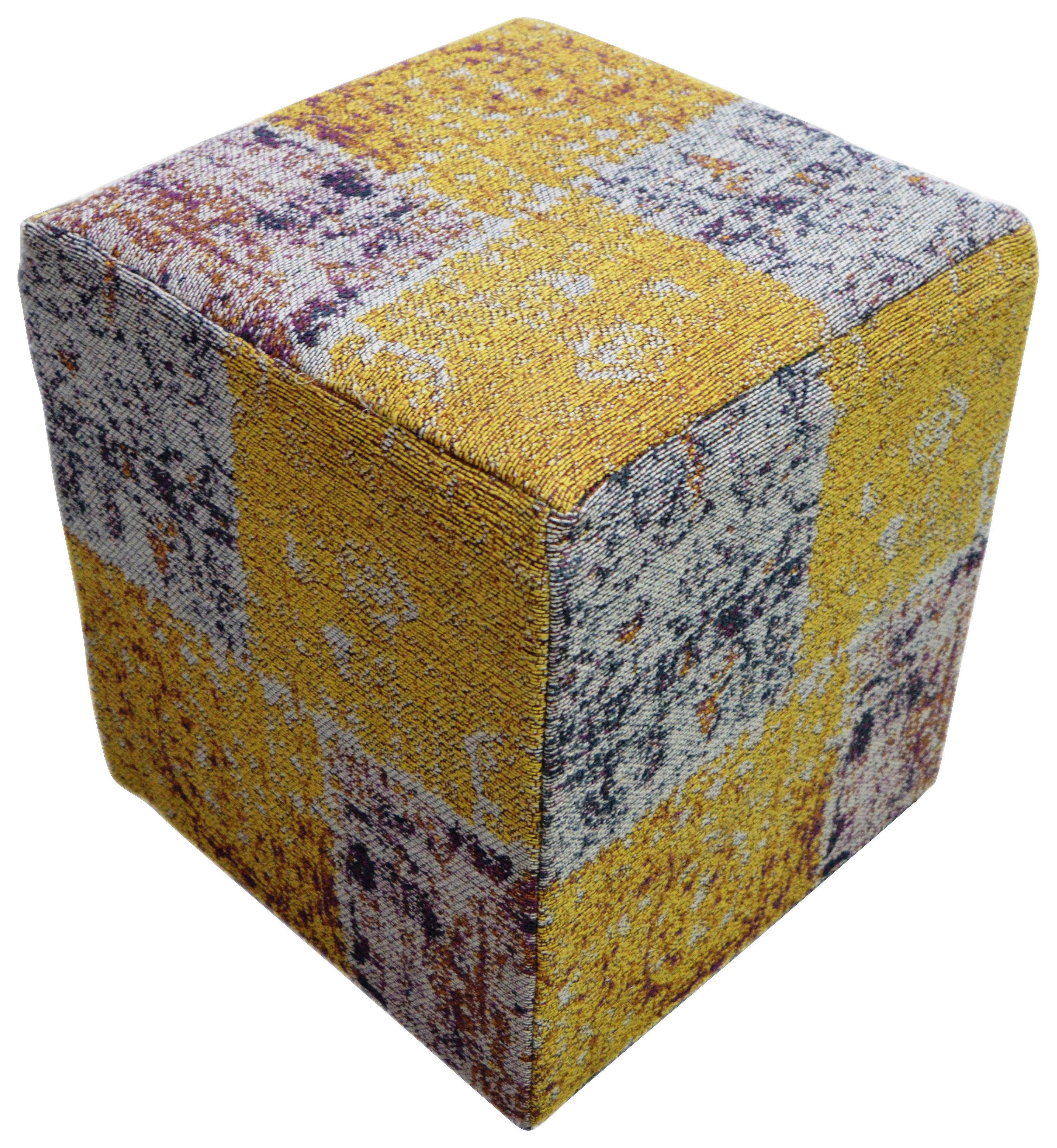 Pouf Solitaire Gelb/Lila/Beige B: 42 cm - Gelb/Beige, Design, Textil (42/42/45cm) - Kayoom
