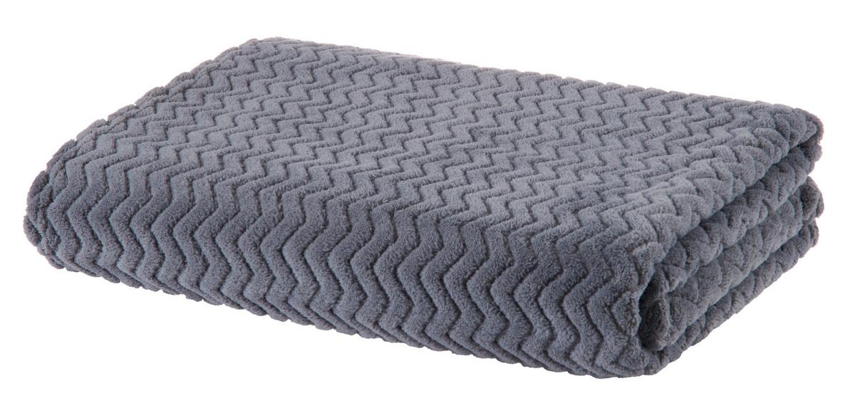 Kuscheldecke Talisha Grau 130x170 cm Zickzackmuster - Grau, MODERN, Textil (130/170cm) - Luca Bessoni