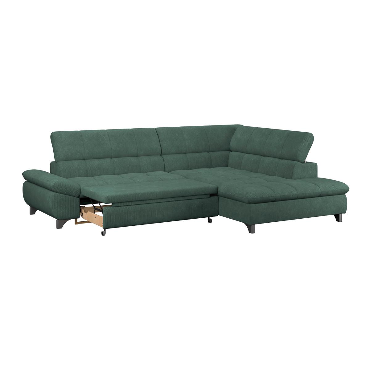 Ecksofa Gemini Waldgrün, B: 312cm - Waldgrün/Chromfarben, KONVENTIONELL, Textil (312/234cm)