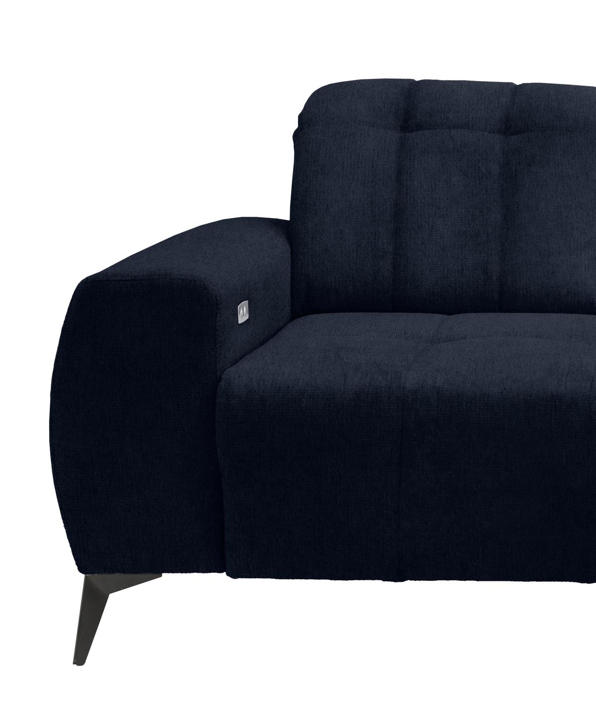 Ecksofa Mit Usb Anschluss Sano, Dunkelblau,s: 261x200 Cm - Schwarz/Dunkelblau, MODERN, Textil (261/200cm) - Livetastic