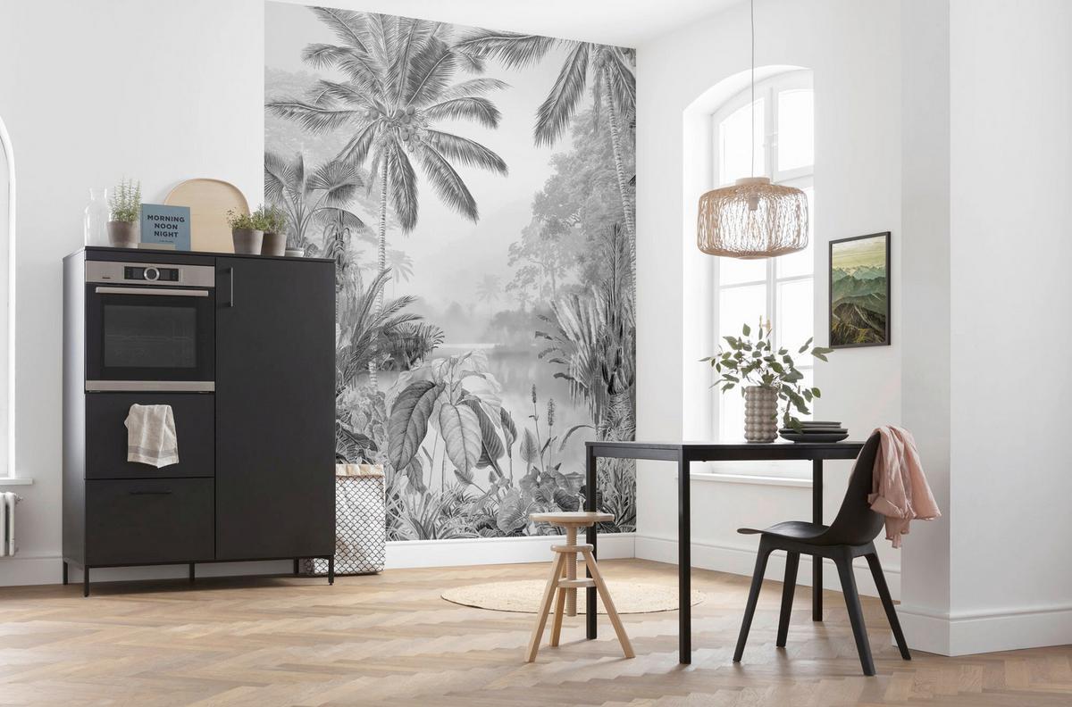 Vliestapete R2-008 Lac Tropical Black & Wh - Schwarz/Weiß, Natur (200/270cm) - Komar