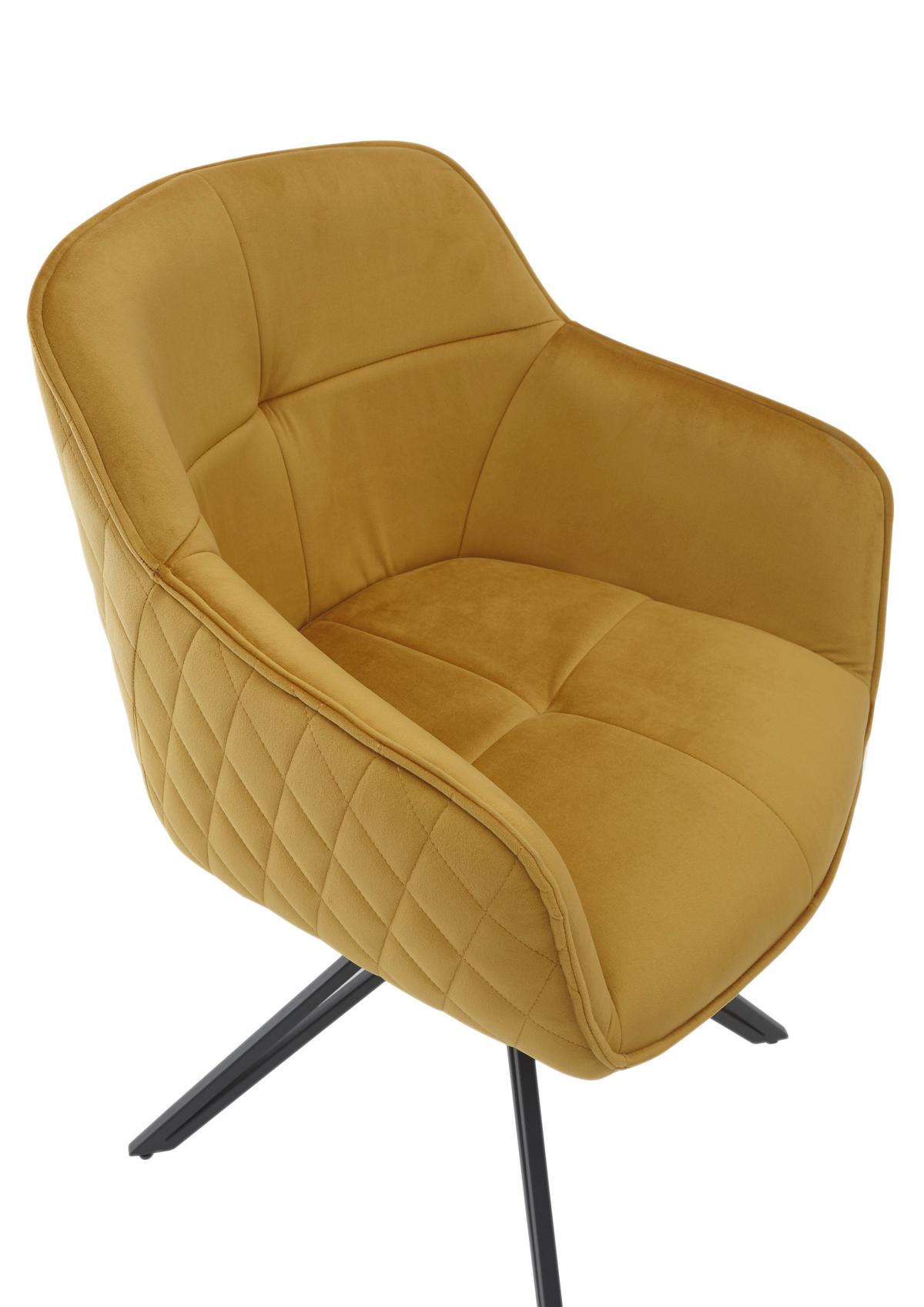 Židle s područkami EMMA, zlatá - černá/barvy zlata, Moderní, kov/textil (59/82/62cm) - MID.YOU