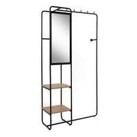Garderobenset Luton Metall schwarz/Eiche Dekor - Schwarz, Trend, Holzwerkstoff/Metall (100/185/37cm)