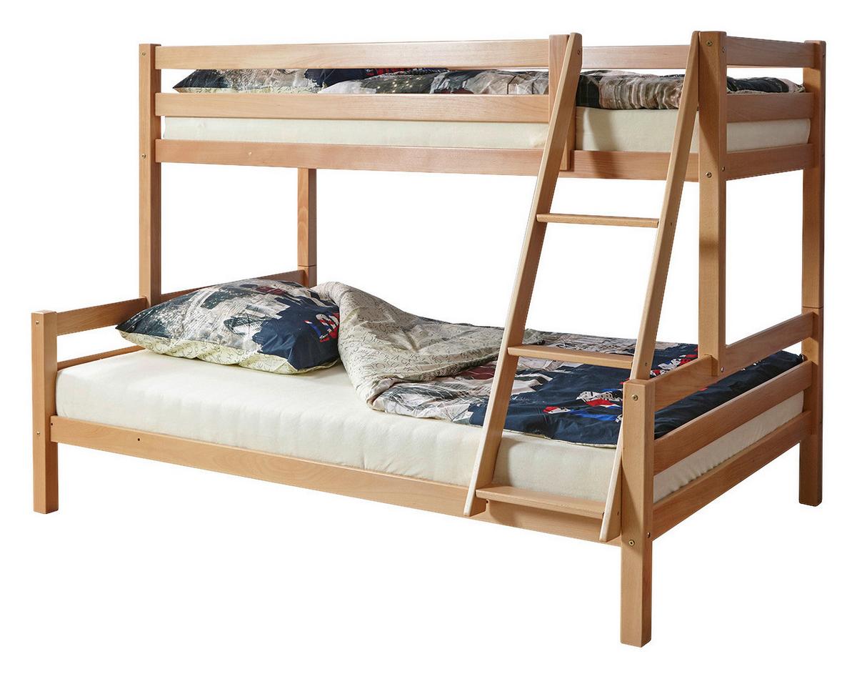 Etagenbett Maxim Buche Massiv 140 Cm M. Leiter - Buchefarben, MODERN, Holz (140/200cm) - MID.YOU