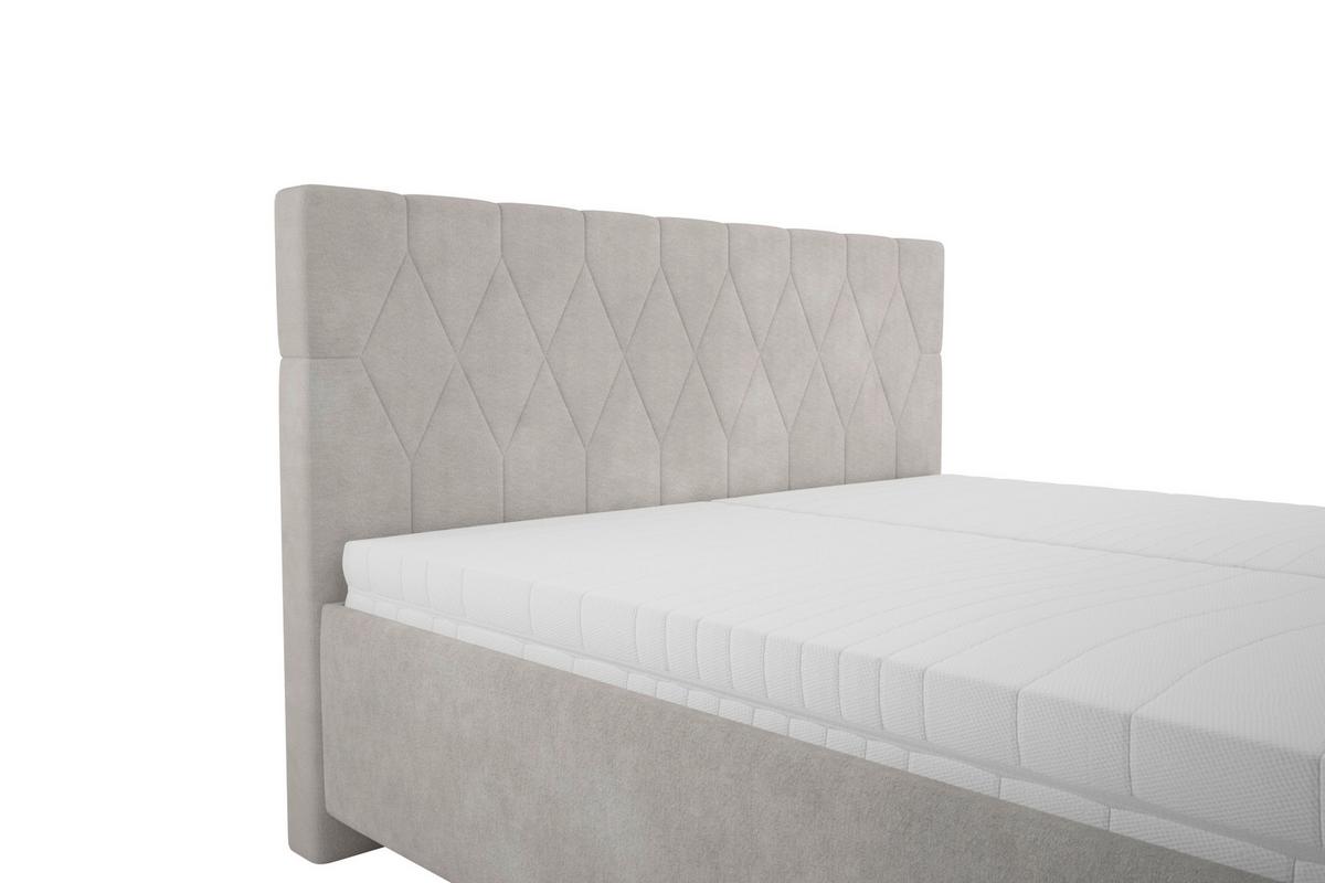 Čalúnená posteľ FERAMA 180x200 cm, béžová - čierna/prírodná farba, Modern, drevo/textil (180/200cm)