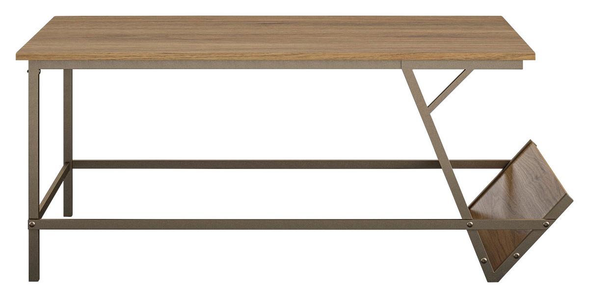 Couchtisch Looki Mit Ablagefach Walnussfarben - Messingfarben/Walnussfarben, Design, Holzwerkstoff/Metall (105/47/58cm) - MID.YOU