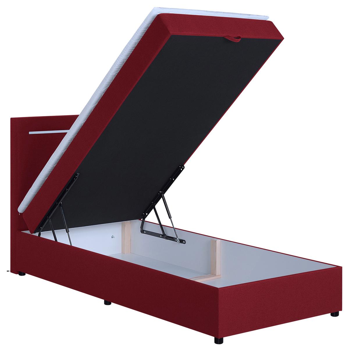 Boxbett Pisa 100 Led 100x200 Rot - Rot/Schwarz, MODERN, Holzwerkstoff/Textil (100/200cm) - MID.YOU