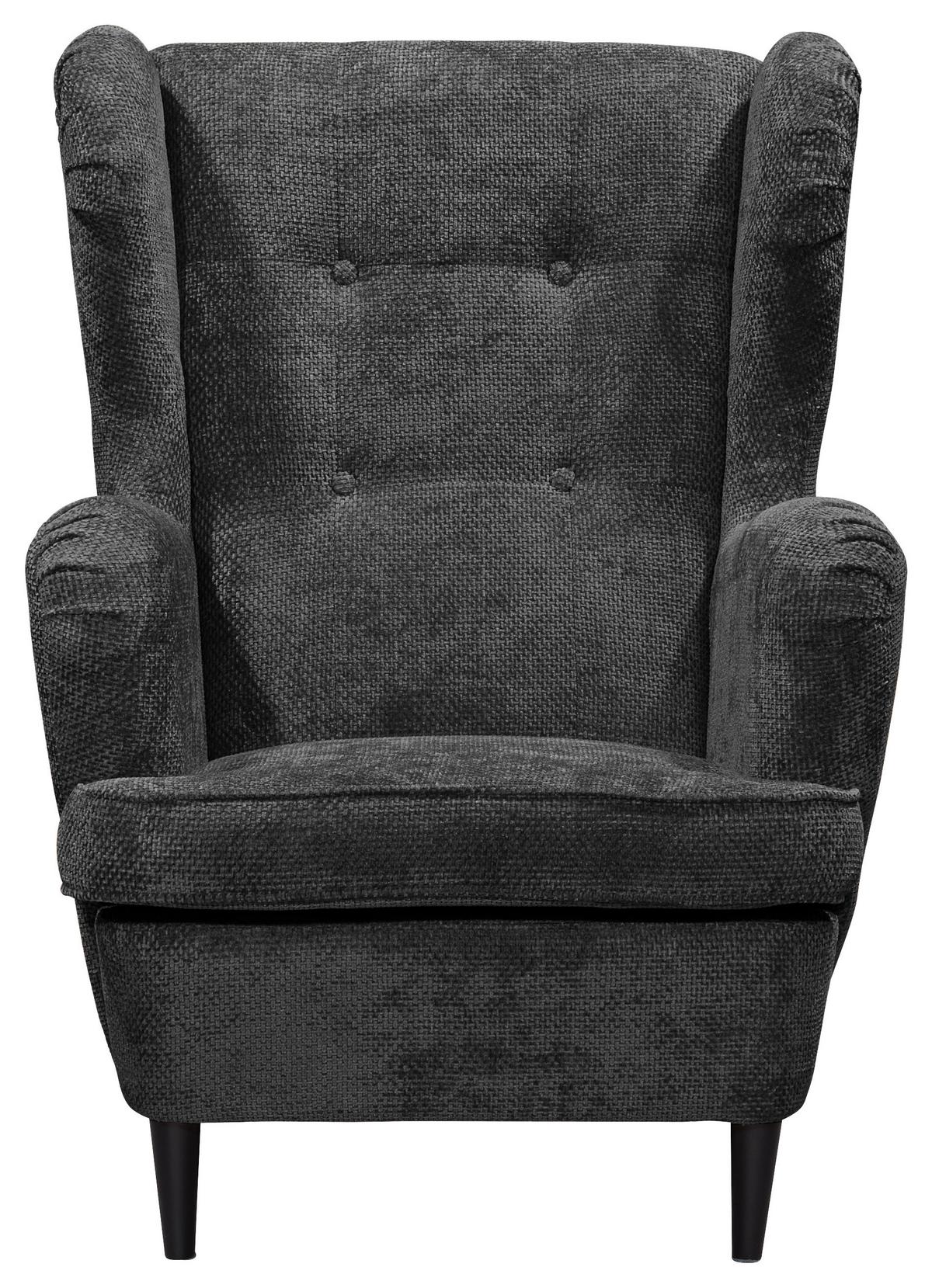 Ohrensessel Oskar Schwarz B: 78 cm - Schwarz, KONVENTIONELL, Textil (78/102/98cm) - MID.YOU