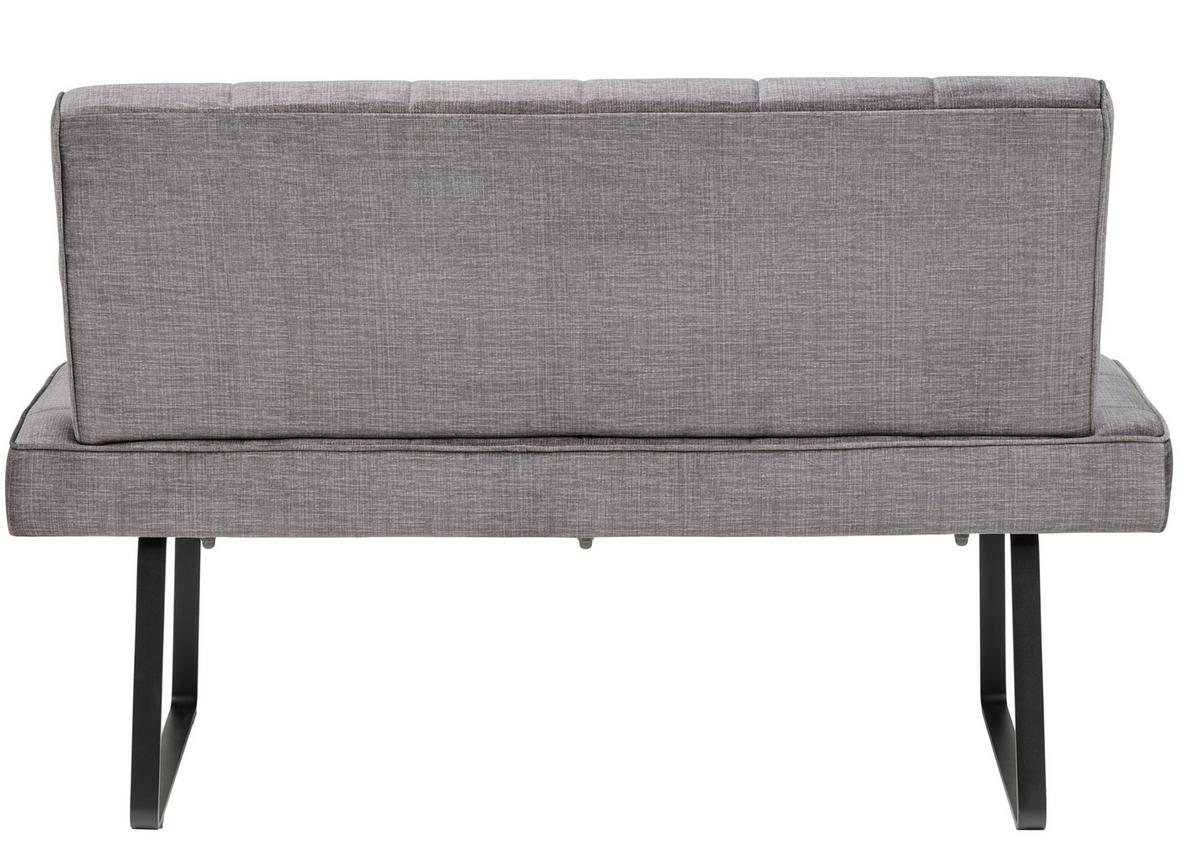 Sitzbank Tilos mit Lehne Samt dunkelgrau, B: 140 cm - Dunkelgrau/Schwarz, KONVENTIONELL, Textil/Metall (140/88/62cm) - MID.YOU