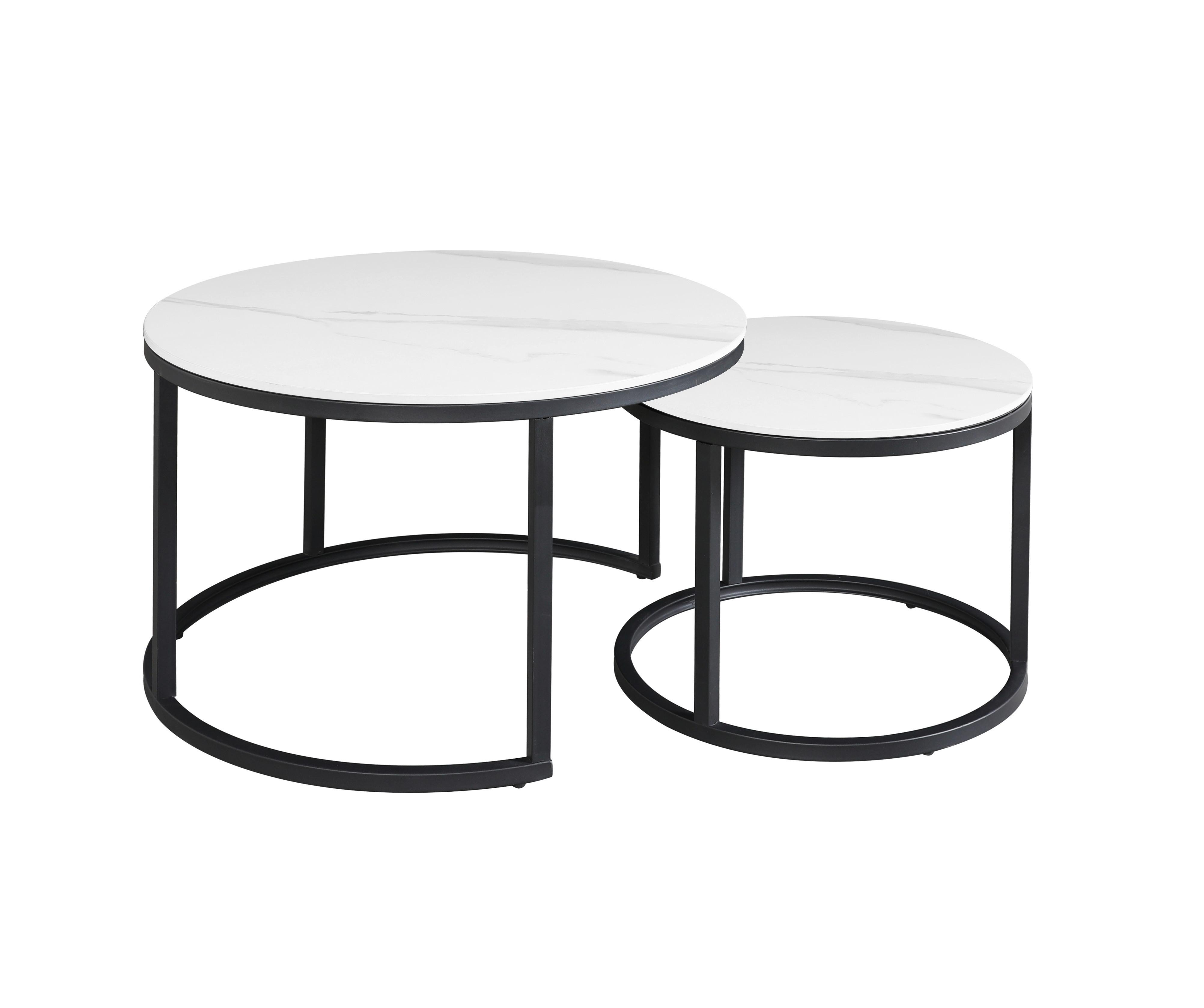 Couchtisch Leyton Weiß/Schwarz, 68 cm - Schwarz/Weiß, MODERN, Stein/Metall (68/43/68cm) - MID.YOU