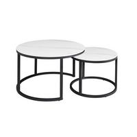 Couchtisch Leyton Weiß/Schwarz, 68 cm - Schwarz/Weiß, MODERN, Stein/Metall (68/43/68cm) - MID.YOU