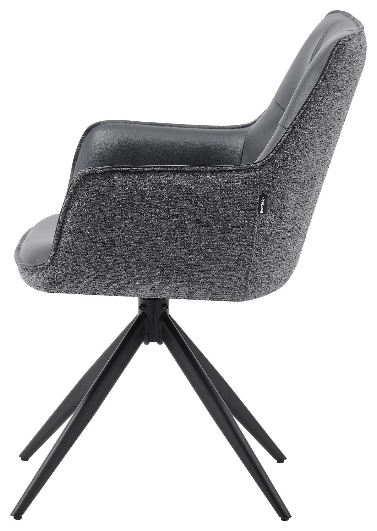 Armlahnstuhl Ion Grau B: 58 cm - Schwarz/Grau, MODERN, Holz/Textil (58/87/61,5cm) - Livetastic