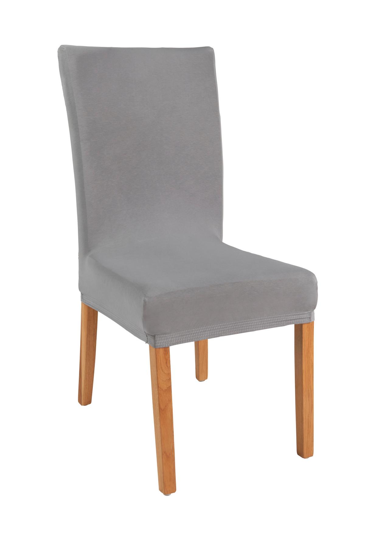 Stuhlhusse Adelisa Jersey Silberfarben Lbh: 47x47x67 Cm - Silberfarben, MODERN, Textil - Luca Bessoni