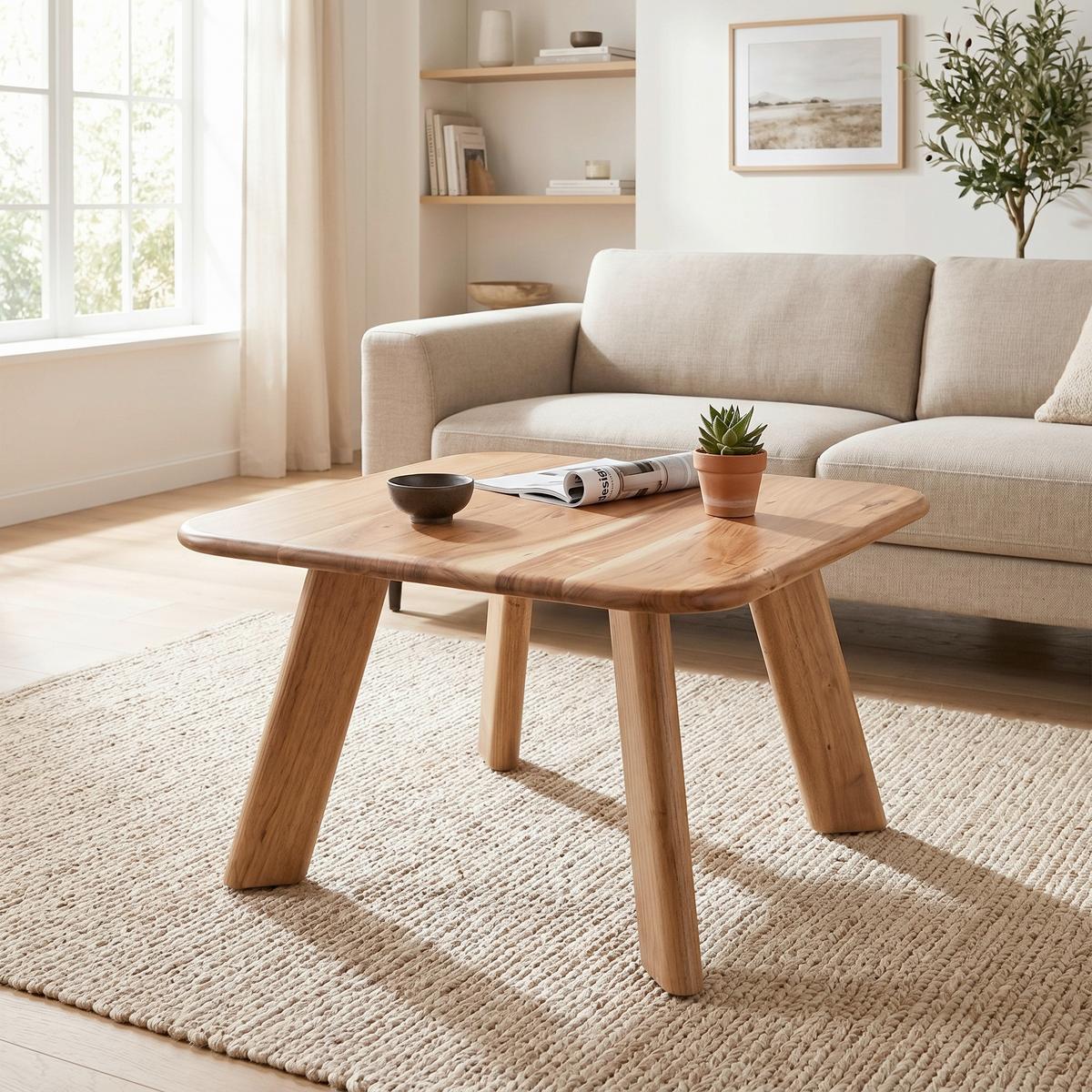 Konferenční stolek LIZA akácie 70x70cm - barvy akácie, Moderní, dřevo (70/70/45cm) - Premium Living