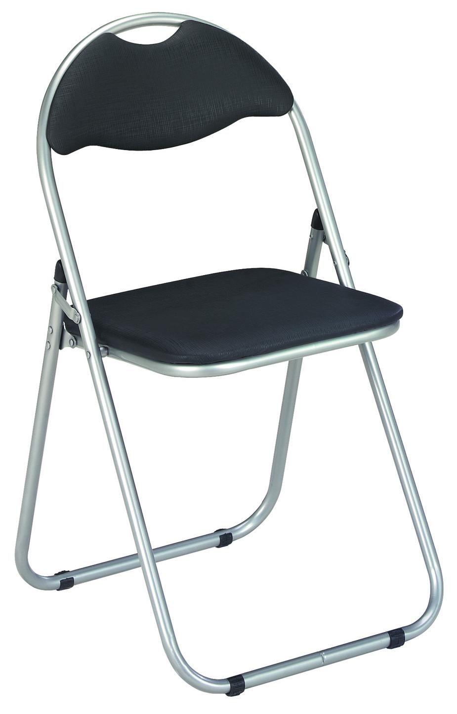 Klappstuhl Shake Stahl, Lederlook - Schwarz, MODERN, Kunststoff/Metall (44/80/47cm)