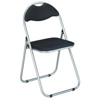Klappstuhl Shake Stahl, Lederlook - Schwarz, MODERN, Kunststoff/Metall (44/80/47cm)