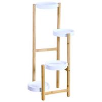 Blumenständer Bambus, Weiß, Braun, BxHxT: 48x78x42 cm - Hellbraun/Weiß, Basics, Holz/Kunststoff (48/78/42cm) - Kesper
