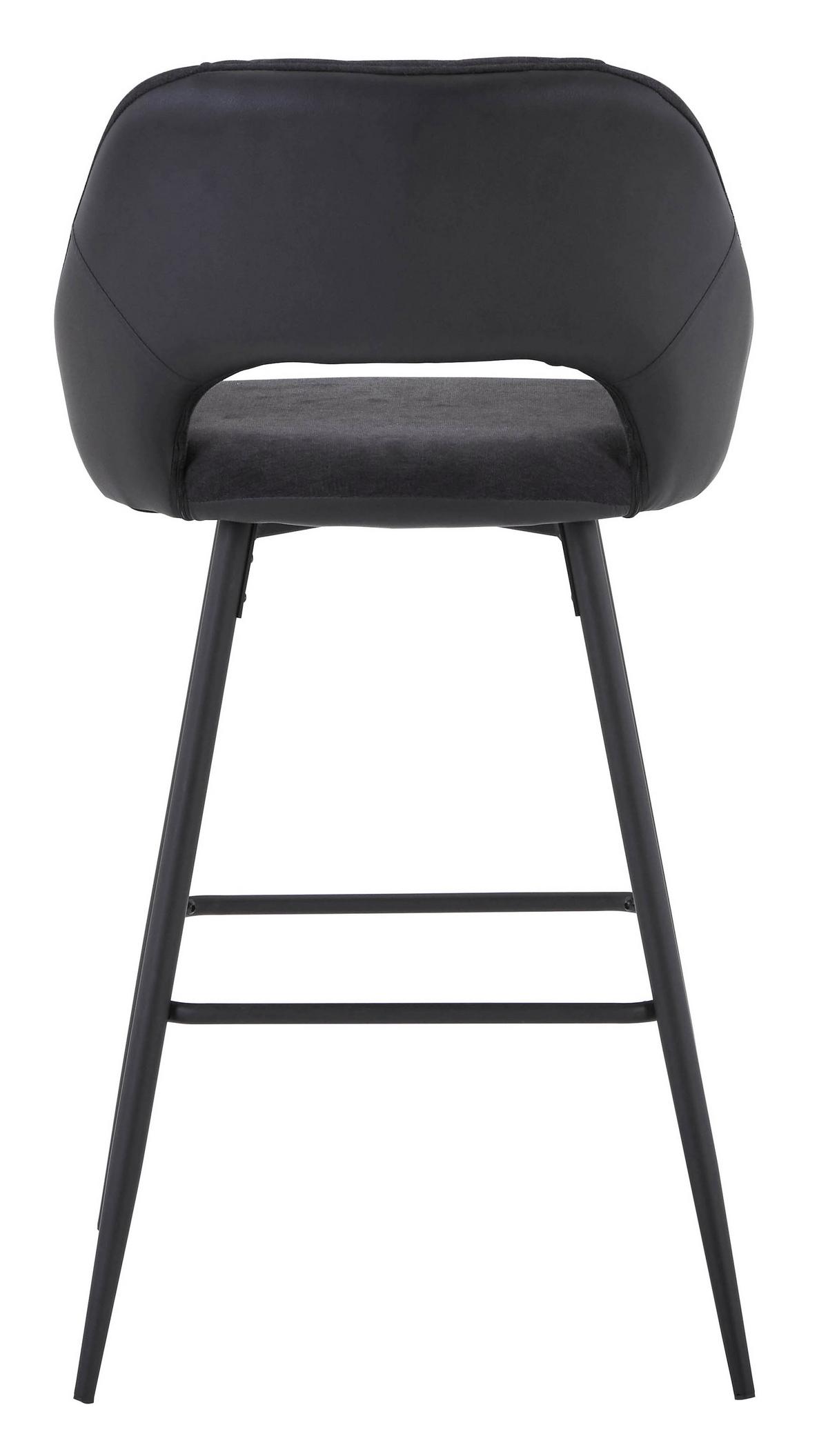 Barhocker mit Lehne Porto Anthrazit/Schwarz - Anthrazit/Schwarz, MODERN, Textil/Metall (52/102/56cm) - MID.YOU