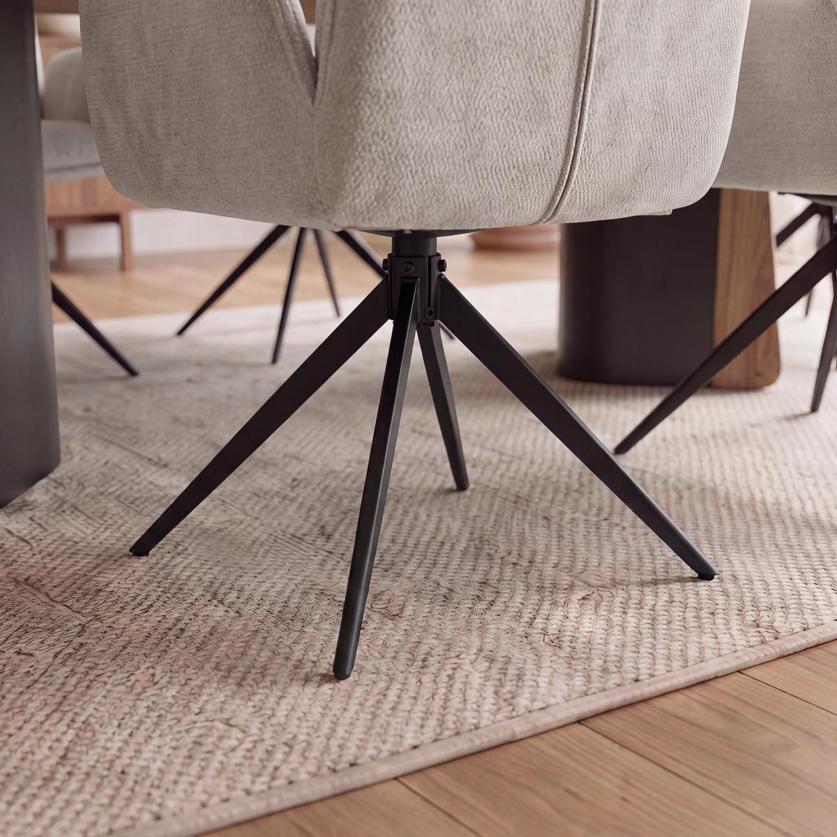 Židle Nalani Greige látkový potah, otočné - tmavě šedá/šedobéžová, Moderní, kov/textil (58/86/62cm) - Bessagi Home