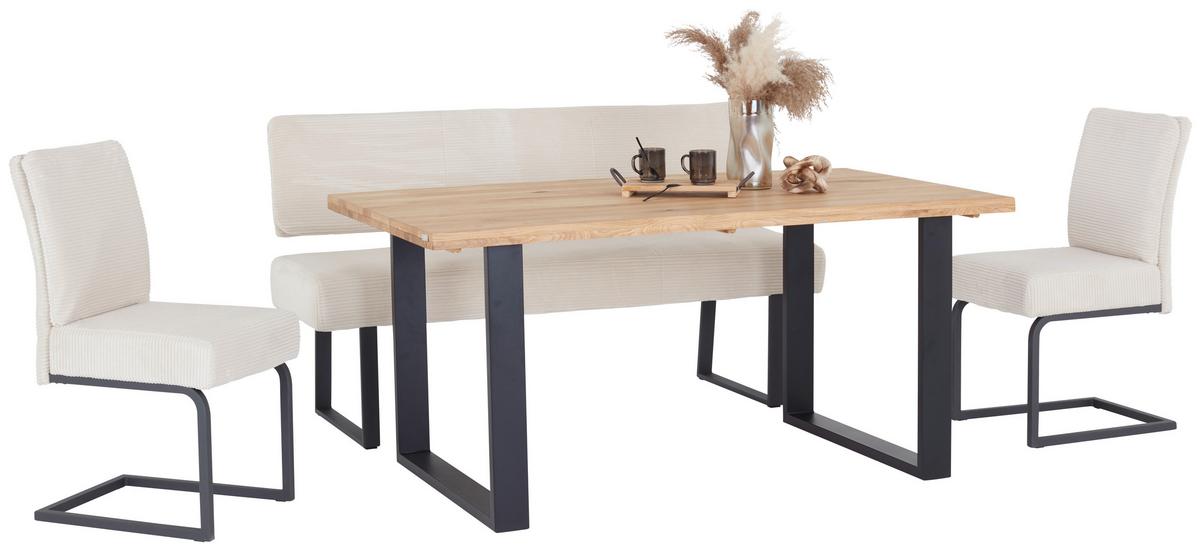 Esstisch Wood 160x75 Cm Eiche - Schwarz/Naturfarben, KONVENTIONELL, Holz/Metall (160/75/90cm) - James Wood
