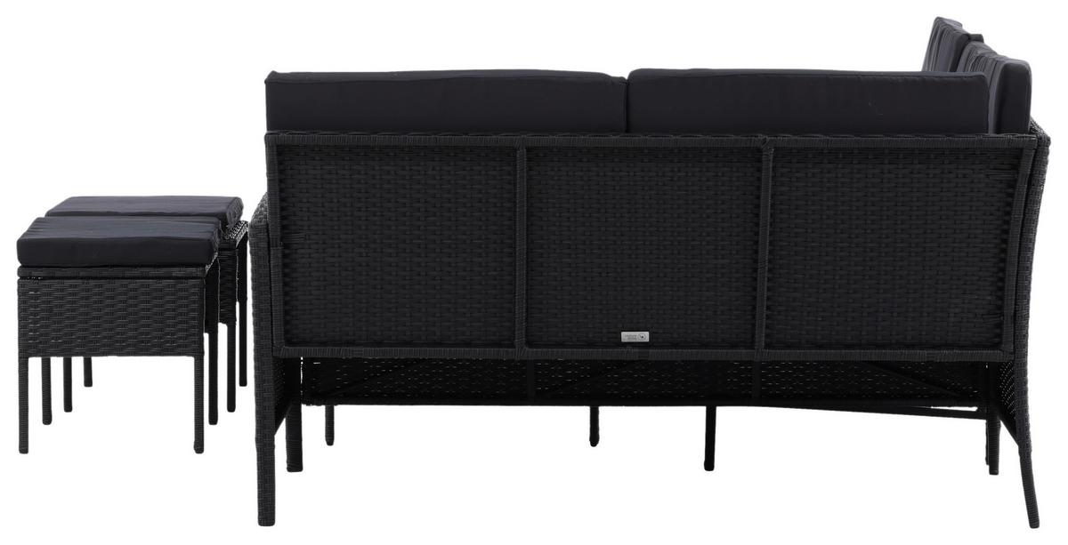 Gartenmöbel Set 4-Tlg Knock Kunststoff mit Kissen - Schwarz, KONVENTIONELL, Kunststoff - Gardenson