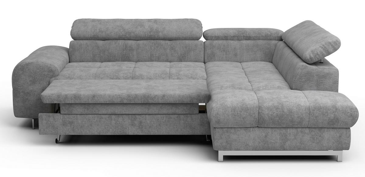 Ecksofa Mit Schlaffunktion Und Cloud + Hellgrau - Chromfarben/Hellgrau, KONVENTIONELL, Textil (257/206cm) - Livetastic