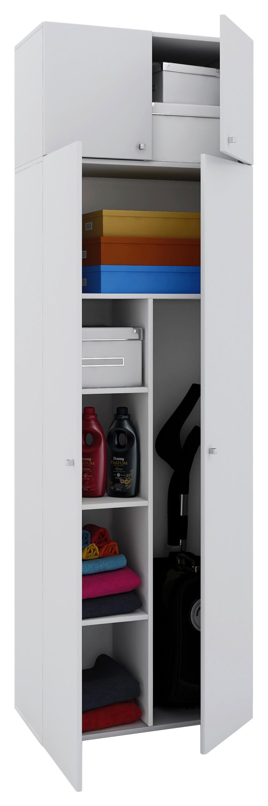 Viacúčelová skriňa Vandol, biela - biela/strieborná, Modern, kompozitné drevo/plast (70/218/39cm) - MID.YOU