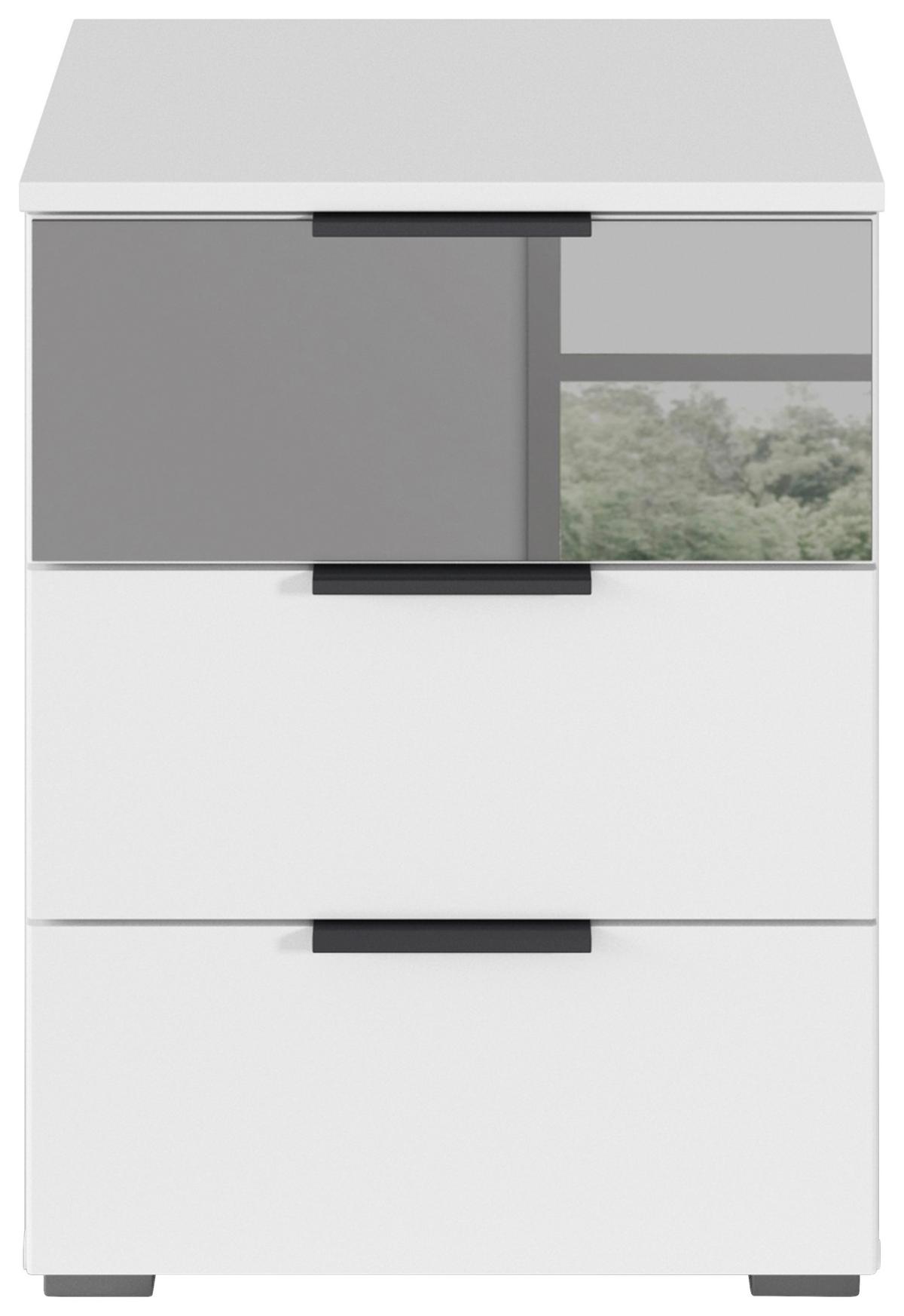 Nachtkästchen Skyla Weiß, H: 61 cm - Alufarben/Weiß, MODERN, Glas/Holzwerkstoff (40/61/42cm) - Rauch Möbel