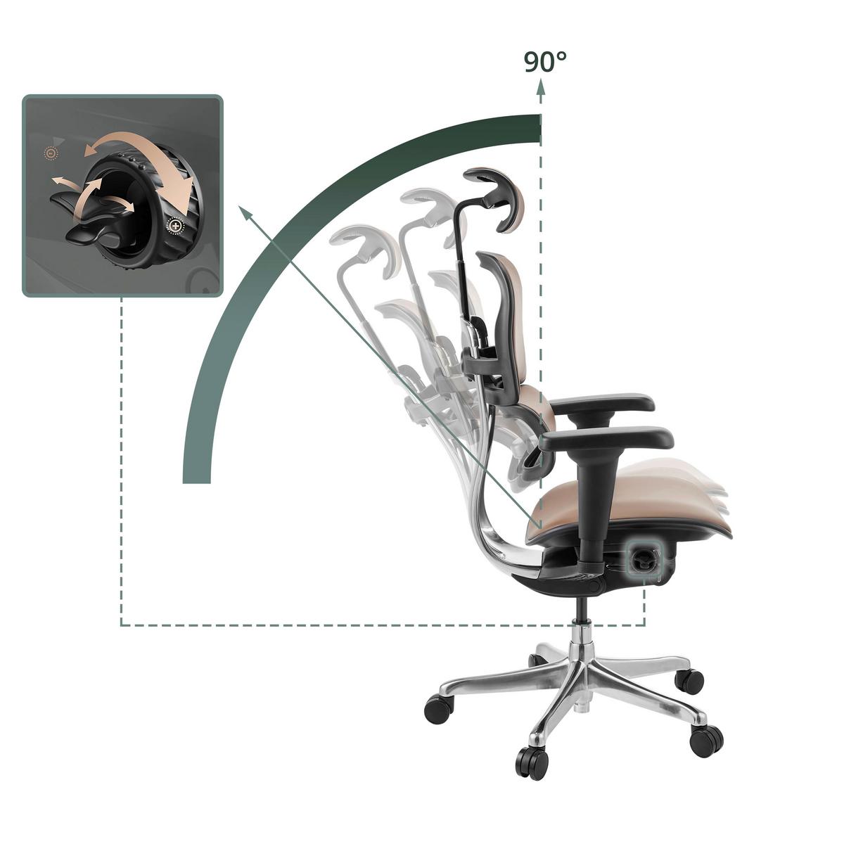 Drehstuhl Ergohuman Ultra Gen Braun/Schwarz B: 65cm - Silberfarben/Schwarz, MODERN, Leder/Kunststoff (65/132/60cm) - MID.YOU