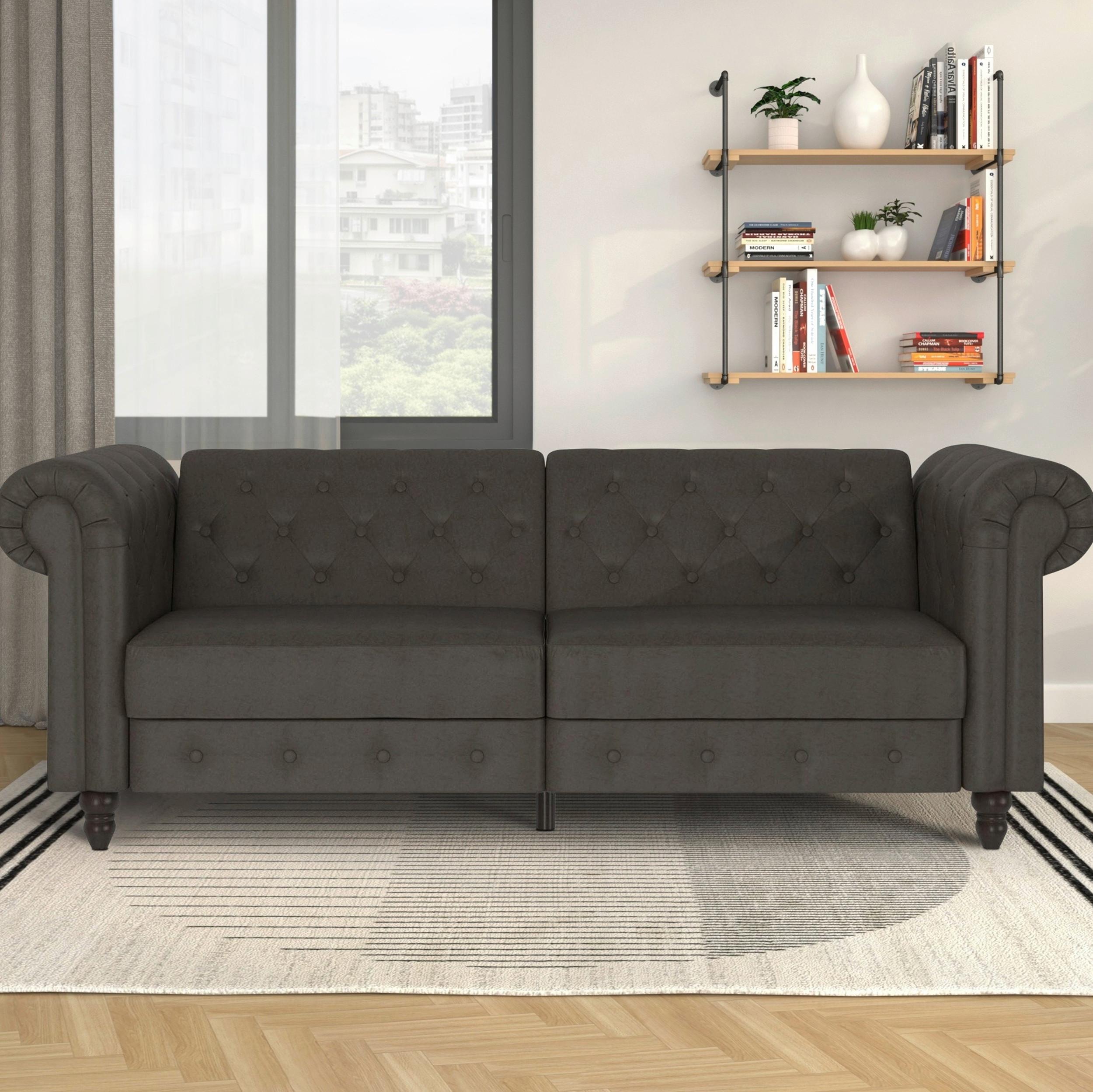 Schlafsofa Firenze Anthrazit, mit Schlaffunktion - Anthrazit/Schwarz, Basics, Textil (236/83/87cm) - Livetastic