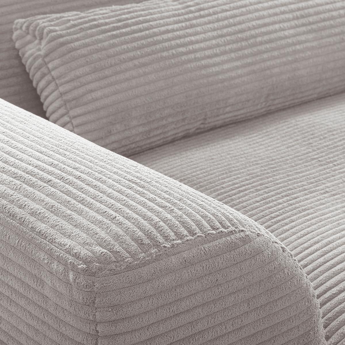 Ecksofa Berlin Hellgrau Cord 313x172 cm - Hellgrau/Schwarz, Design, Textil (313/172cm) - P & B