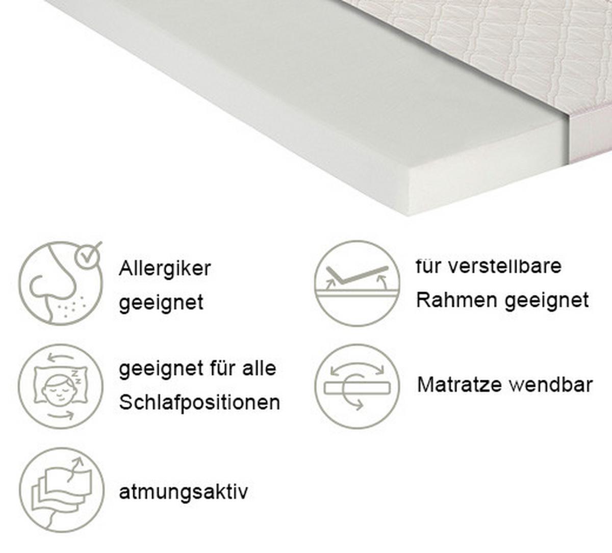 Kaltschaummatratze Basci Plus 90x200 cm H2+h3, H: 13 cm - Weiß, Basics, Textil (90/200cm) - P & B