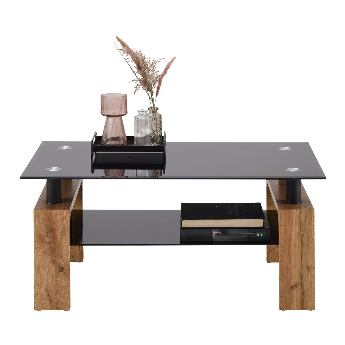 KONFERENČNÍ STOLEK INTRO - barvy dubu/černá, Moderní, kov/kompozitní dřevo (100/60/45cm) - Mömax
