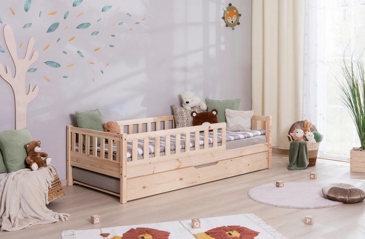 Hausbett Lou Naturfarben B: 90 Cm - Naturfarben/Weiß, MODERN, Holz/Textil (90/200cm) - MID.YOU