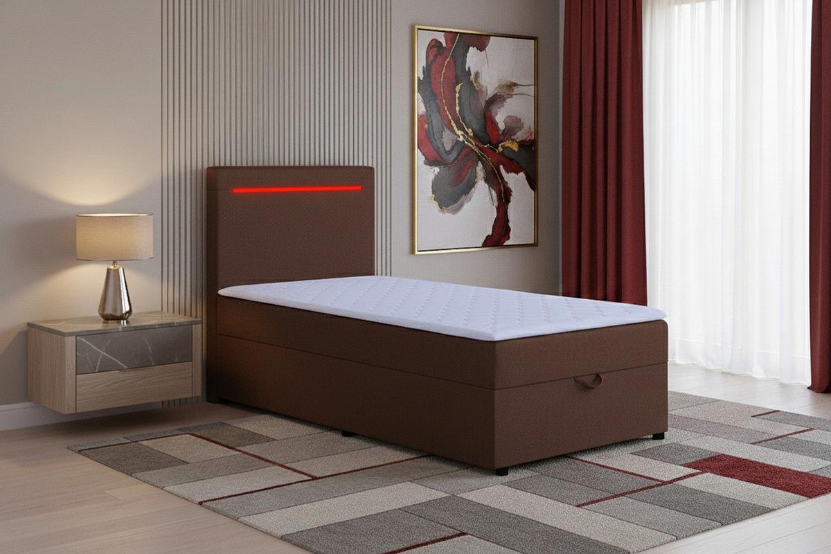 Boxbett Pisa 100 Led 100x200 Braun - Schwarz/Braun, MODERN, Holzwerkstoff/Textil (100/200cm) - MID.YOU