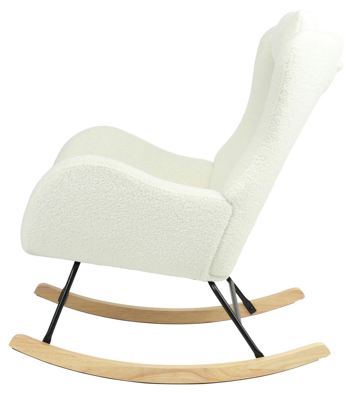 Schaukelsessel Teddy Teddy Weiß, B: 66 cm - Weiß/Naturfarben, MODERN, Holz/Textil (66/90/85cm)