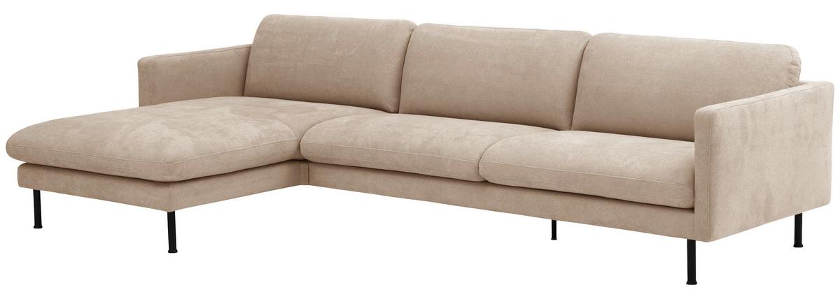 Ecksofa Nathan Rücken Echt, Beige - Beige/Schwarz, MODERN, Textil (286/78/160cm) - Max Winzer