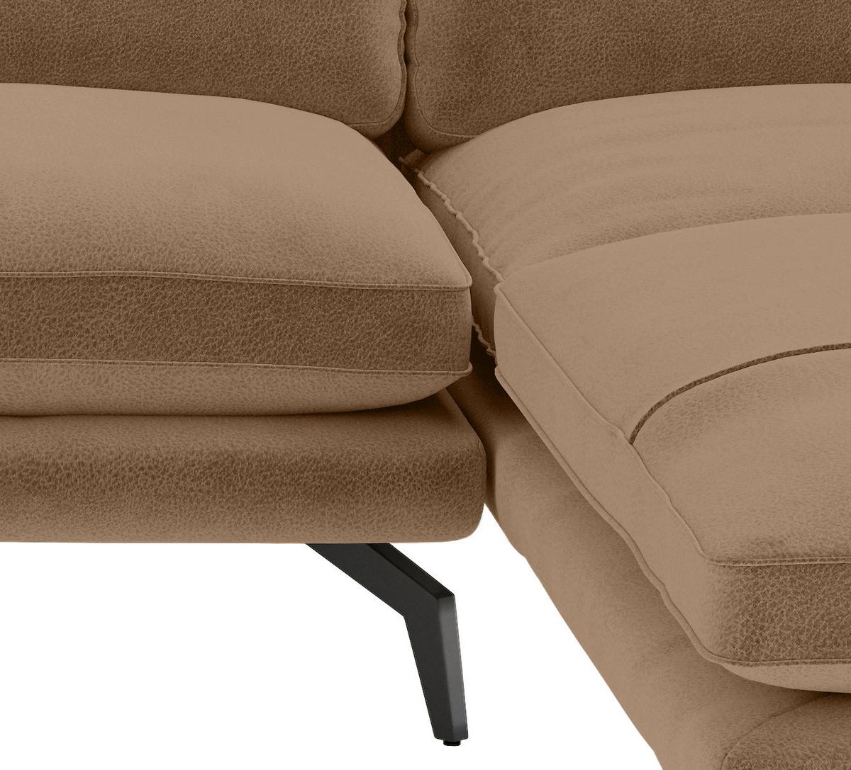 Ecksofa Bali - Dunkelgelb/Schwarz, Design, Textil (250/202cm) - Livetastic