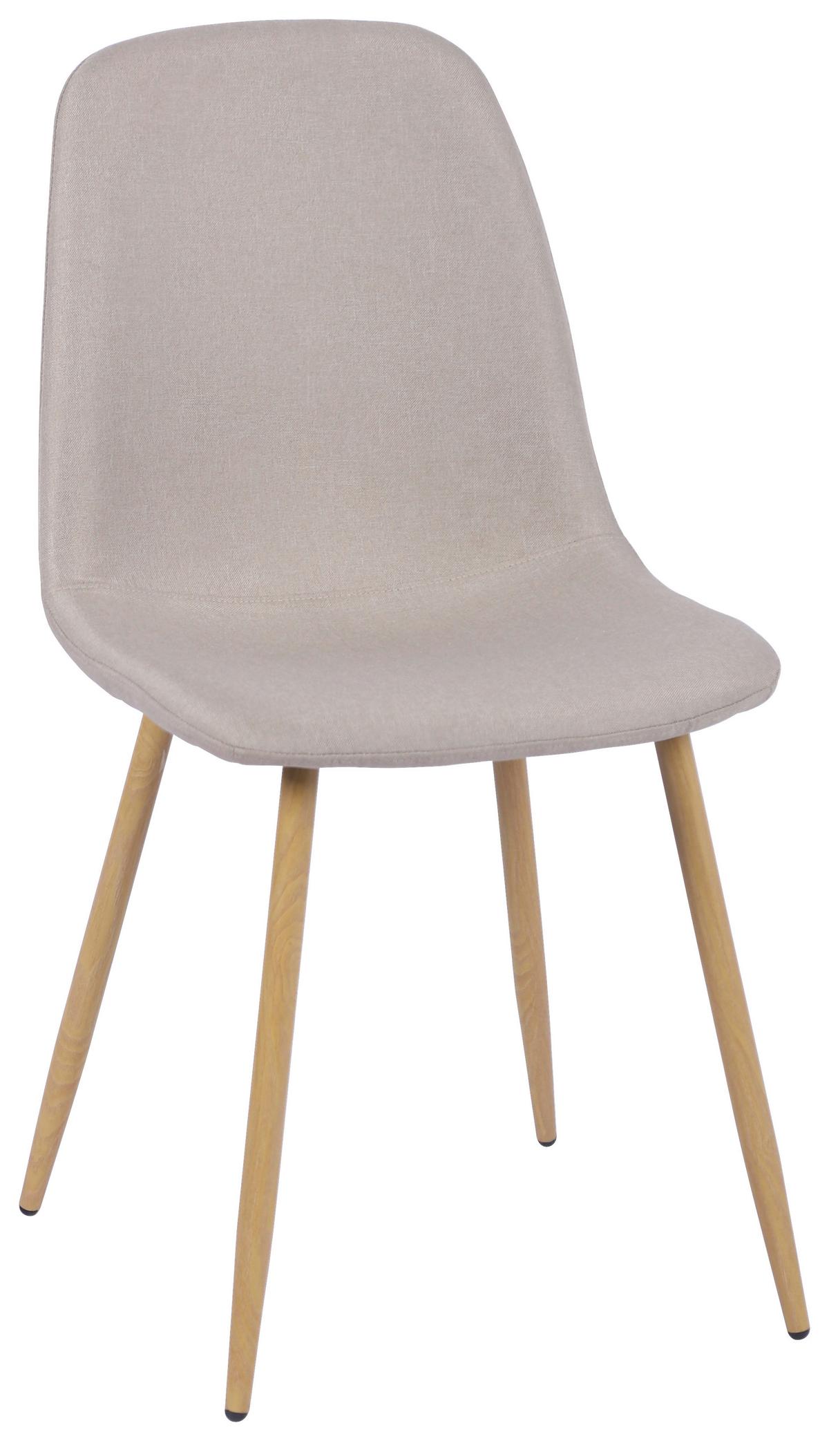Vierfußstuhl Mona Leinenoptik Beige - Eichefarben/Beige, MODERN, Holz/Textil (44/87/56cm)
